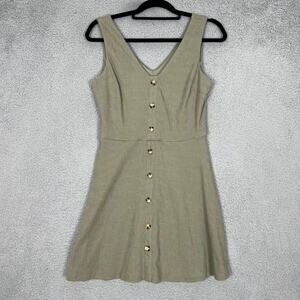 BCX Dress Womens Medium Olive Green Sleeveless 90s Vintage Buttons